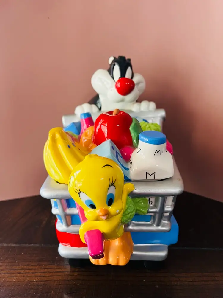 Sylvester And Tweety Shopping Cart Cookie Jar