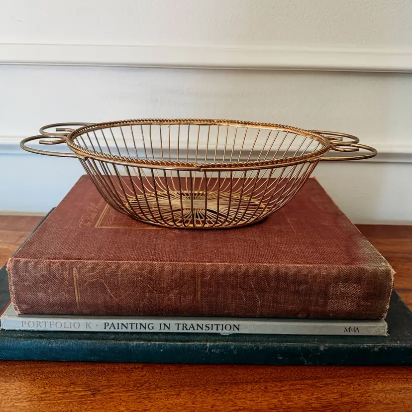 Vintage Wire Basket - Brass Finish