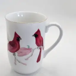 Otagiri Coffee Mug Cardinal pink flowers Japan vintage
