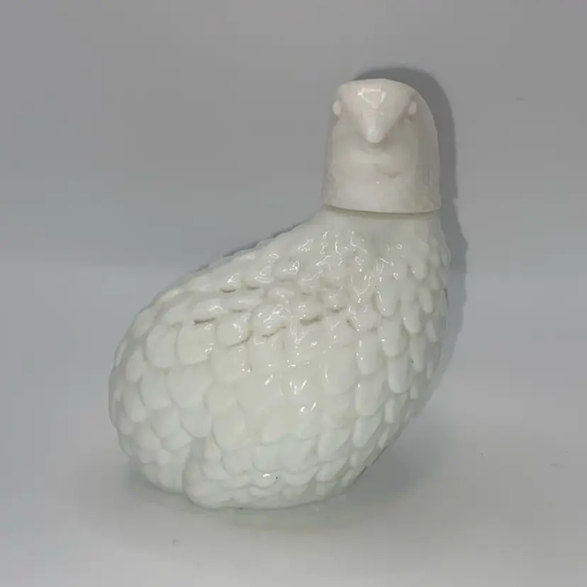VTG Avon “The Partridge” Milk Glass Perfume Decanter EMPTY