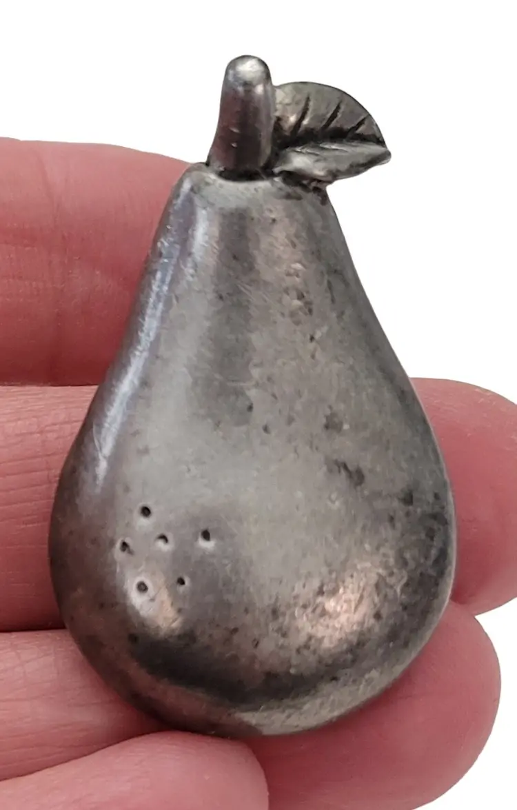 EC Pewter  With Hidden Vial Vase Pear Pin, Signed E679