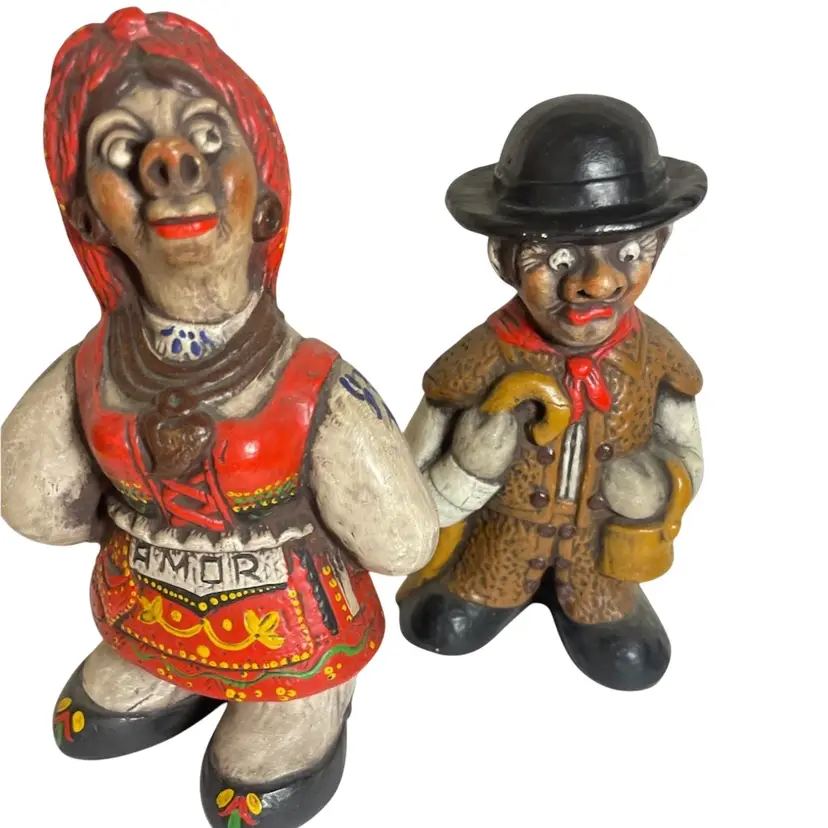 Portuguese Pottery Ceramic Hand Painted Peasant Figurines