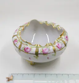 Hand-Painted Nippon Footed Gilded Bowl with Roses