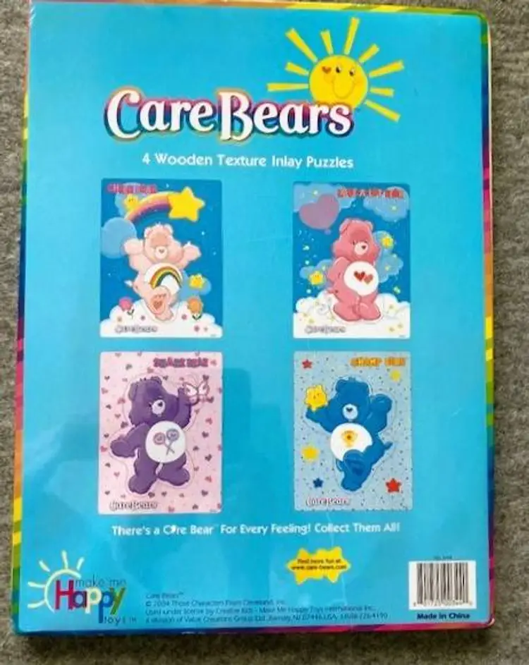 Care Bears Wooden Texture 5 Pc Inlay Puzzle & Wooden Tray Champ Bear