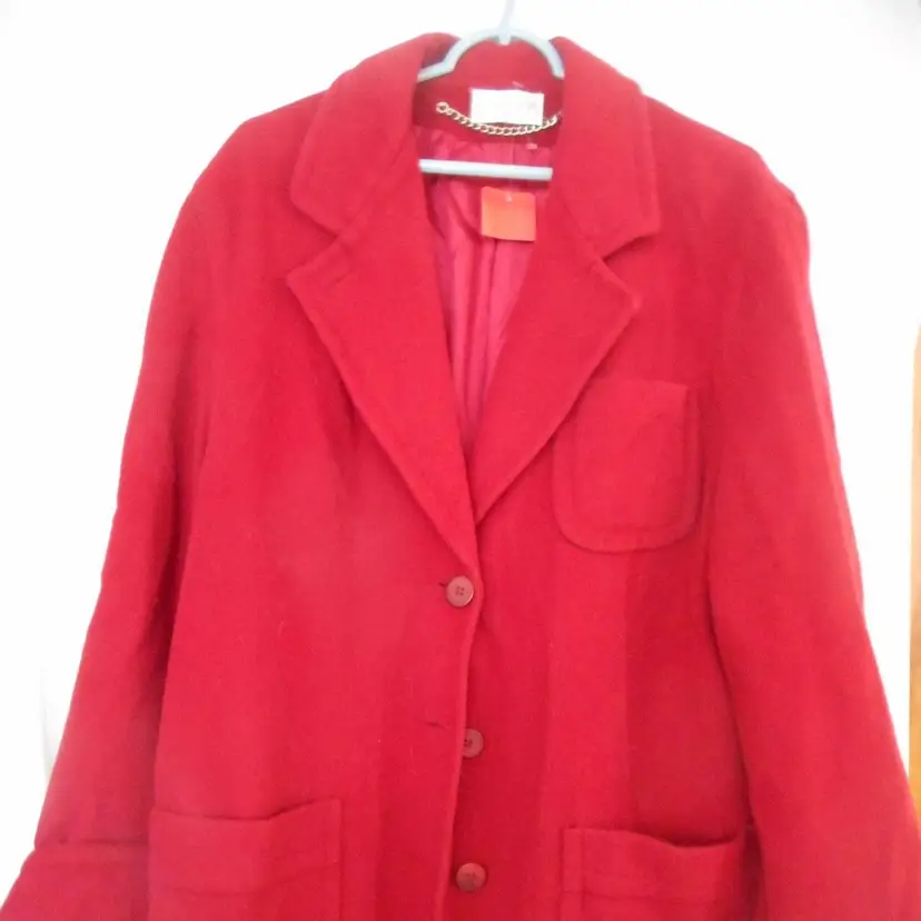 Vintage Red Wool cashmere blend Lined Coat Size 12 Ashley Scott USA