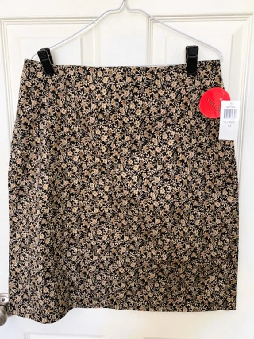 Style & Co. NWT Women's Brown Black Floral Stretch Skirt Size 12