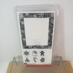 Free Ship...Stampin' Up! HOLIDAY FRAME FUN Rubber Stamps Set of 7 NEW unmounted) 2002