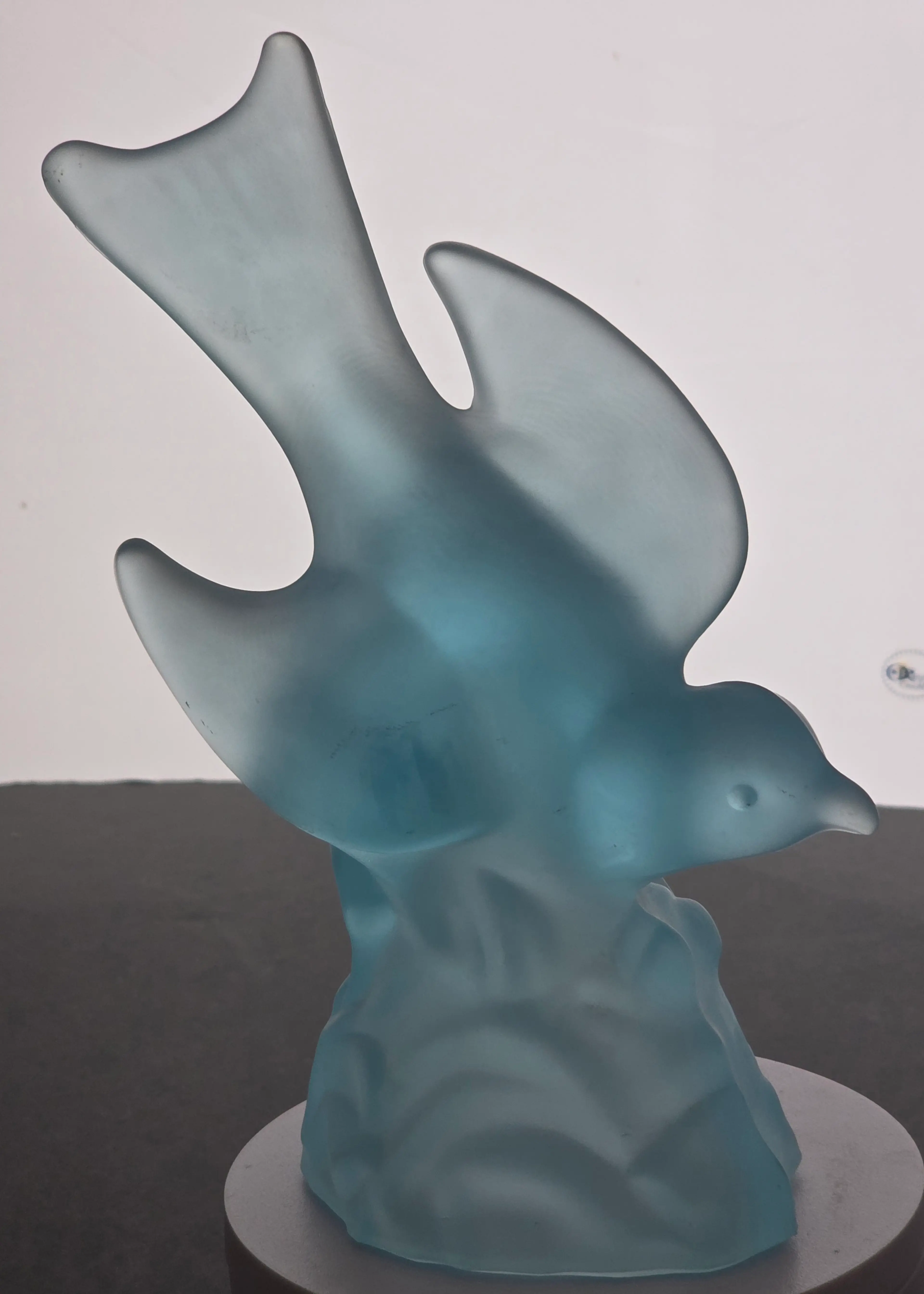 L.E Smith blue satin flying bird