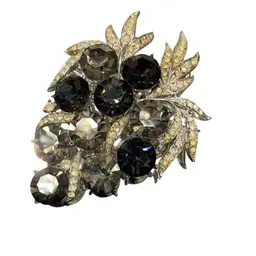 Diamond And Smokey Grey Grape Brooch