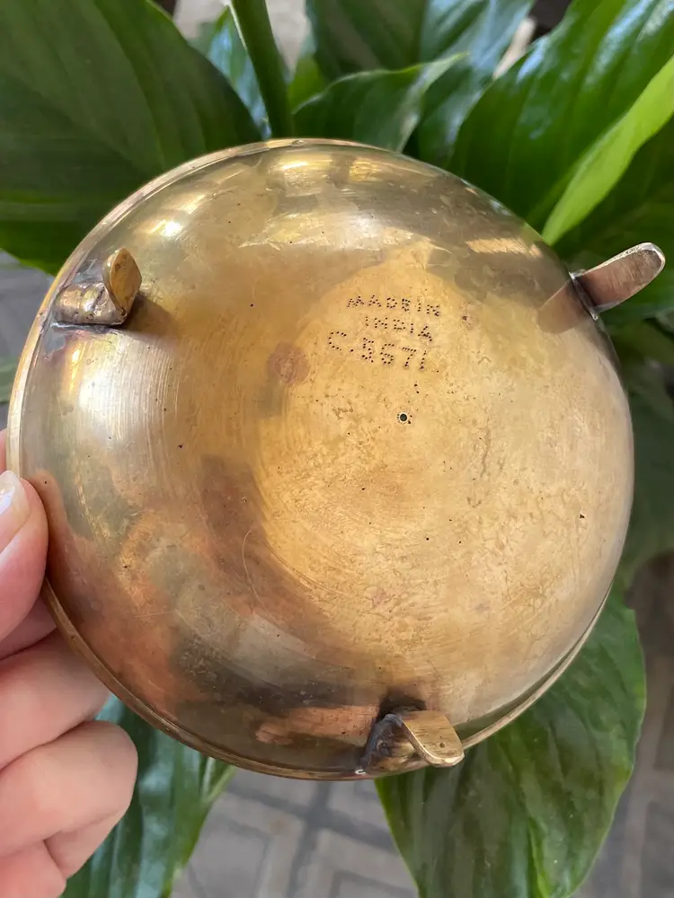 Vintage Painted Brass Bowl (India)
