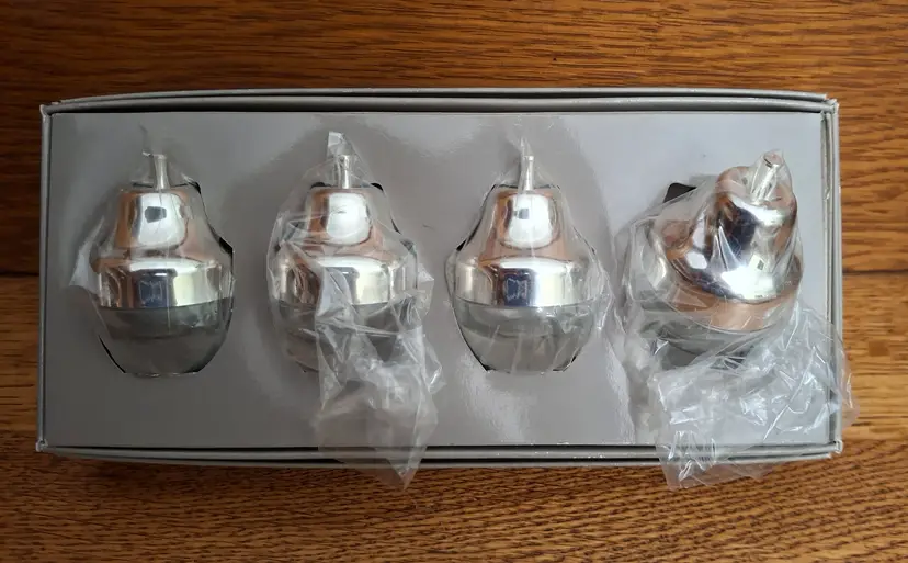 18 Glass & Chrome Pear Salt & Pepper Shakers