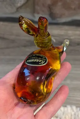 #01 MCM Kanawha Art Glass Bunny Rabbit Cad Glow Amberina Exceptional Mint