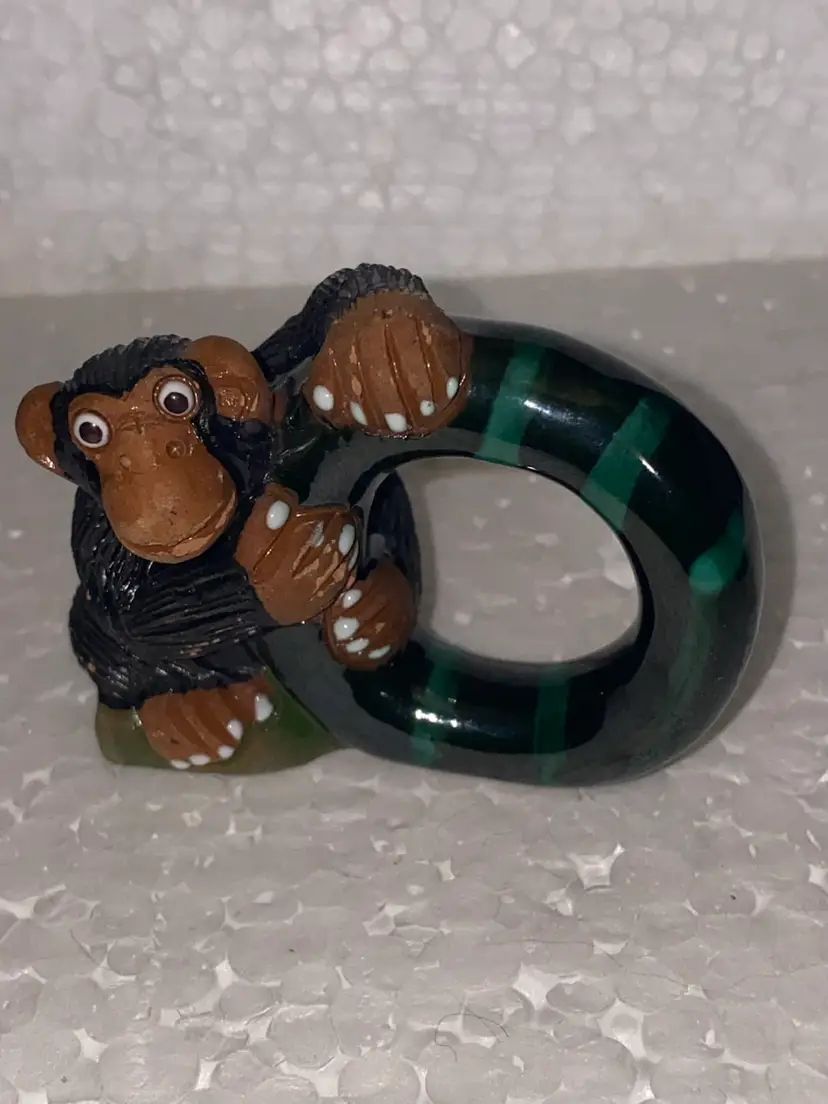 #04 - 50% Off Sale- Made In Peru By Leps Pottery Monkey Napkin Ring (was $12)