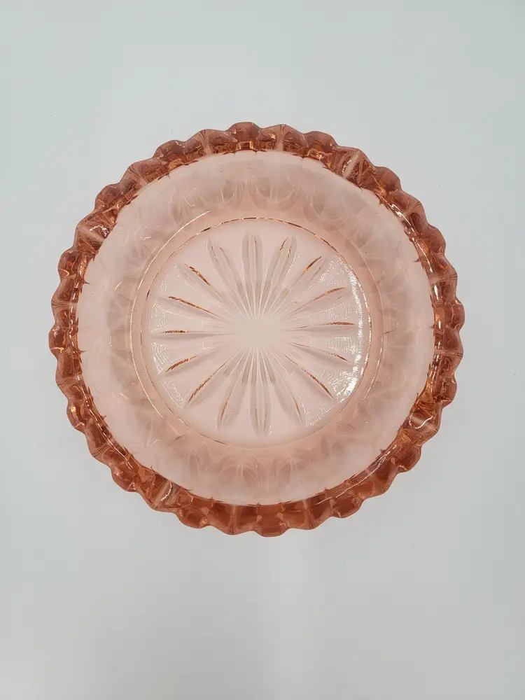 Art Deco Pink Depression Glass drink a dish or ashtray