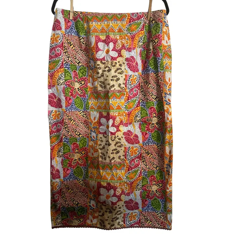 Vintage Colorful Pine Cove Patchwork Skirt Size 12 Floral Paisley Print USA Festival Artsy