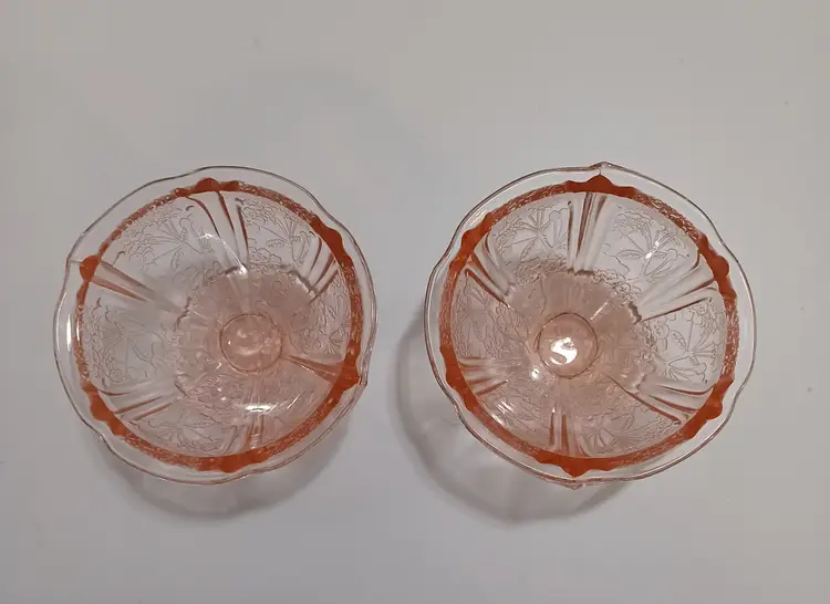 Pair of Cherry Blossom Jeanette Glass Sherbets