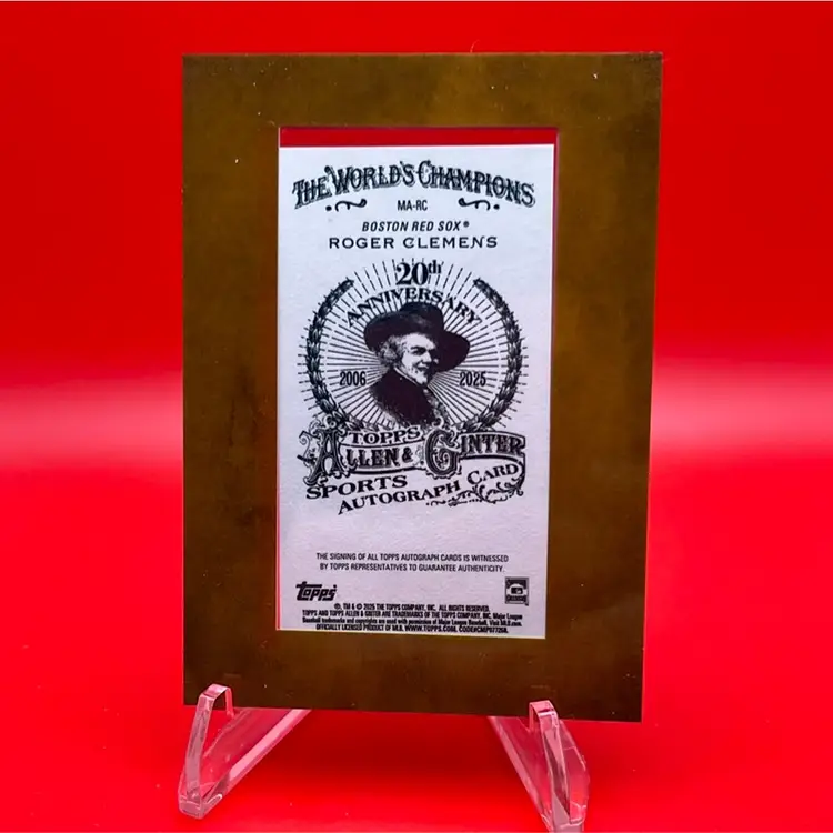 Roger Clemens 2025 Topps Allen & Ginter Mini Framed Auto Boston Red Sox