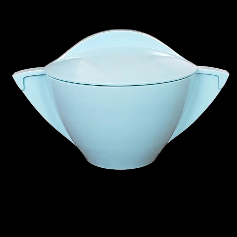 Bowl and Lid MCM Aqua Melmac Quality Melamine Dinner Ware Vintage