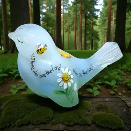 Fenton Art Glass French Opalescent Inspirations Bird Signed By Artist