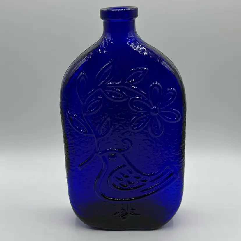 Empoli Bird of Peace Cobalt Blue Glass Decanter - Wayne Husted For Stelvia Italy HTF