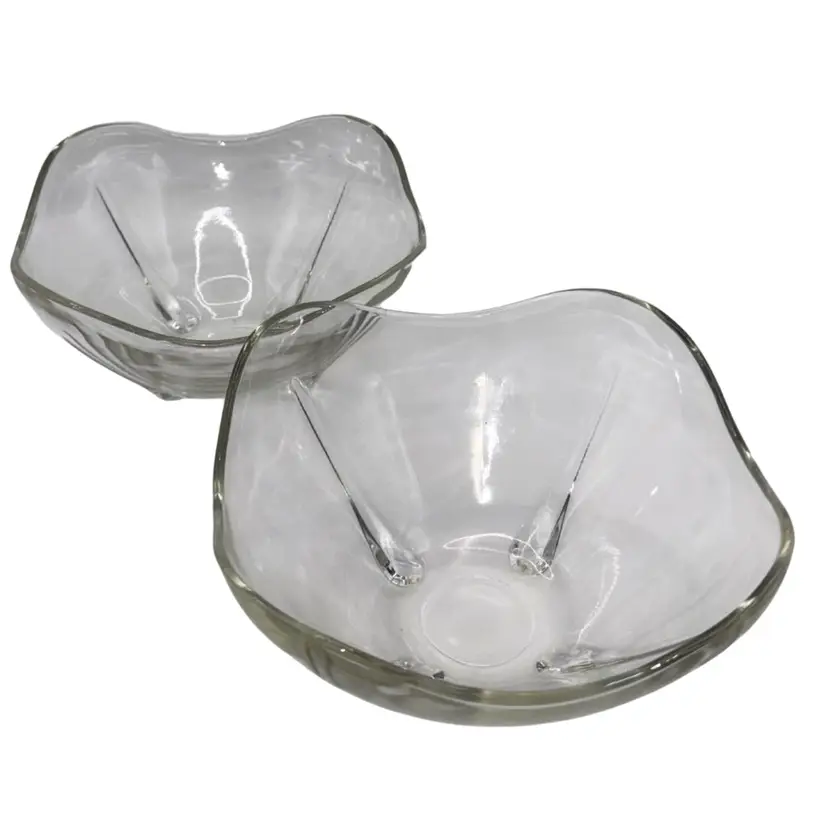 Anchor Hocking "Swedish Modern" 6" Square Clear Serving Glass Bowl Vintage