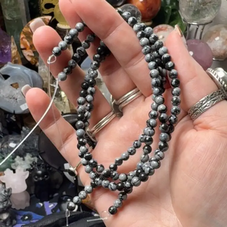 Snowflake Obsidian 4mm Bracelet