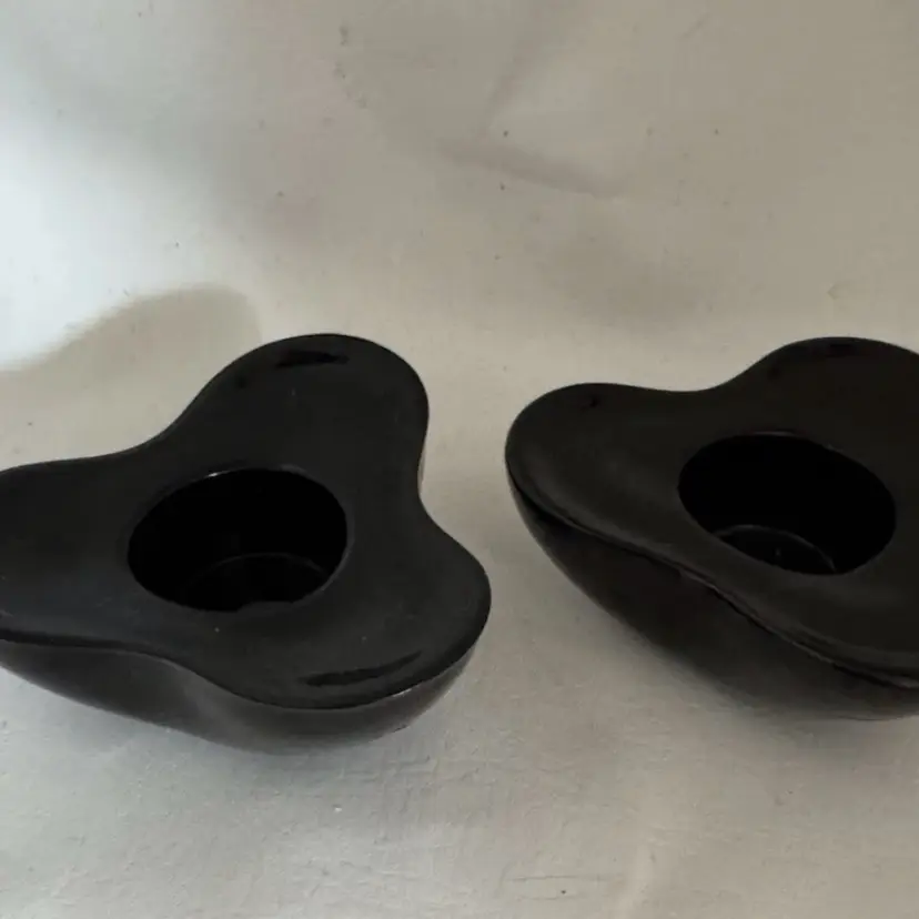 A Pair Of Villeroy & Boch - Black Glass, Tricorner, Votive / Tealight Holders