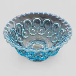 L.E Smith blue opalescent moon and stars footed bowl