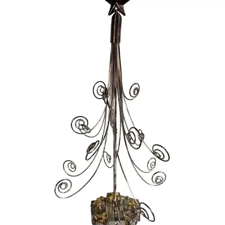 Vintage Godinger Silver-Plated Christmas Card Tree with Original Box 18” Tall