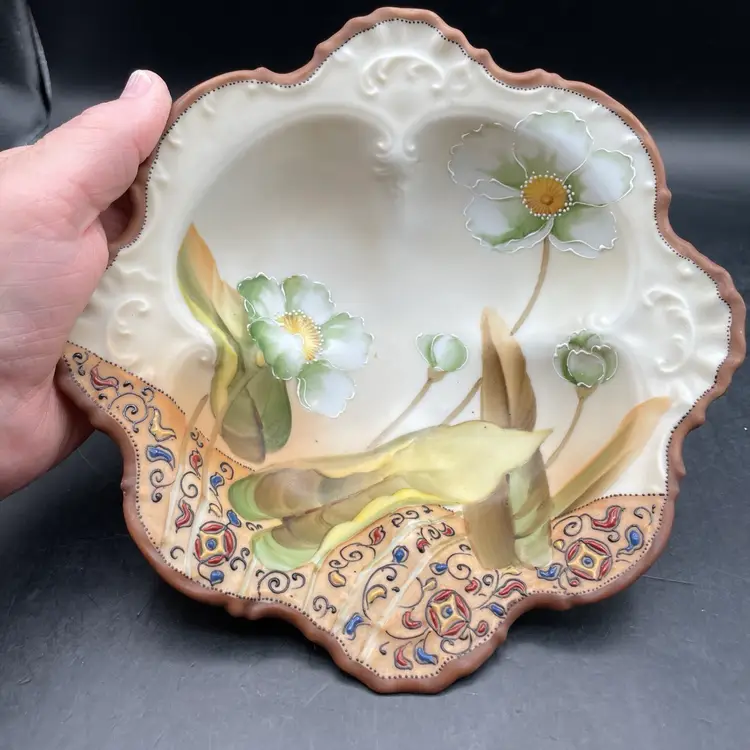 VTG Hand Painted Dresser Bowl Trinket Dish