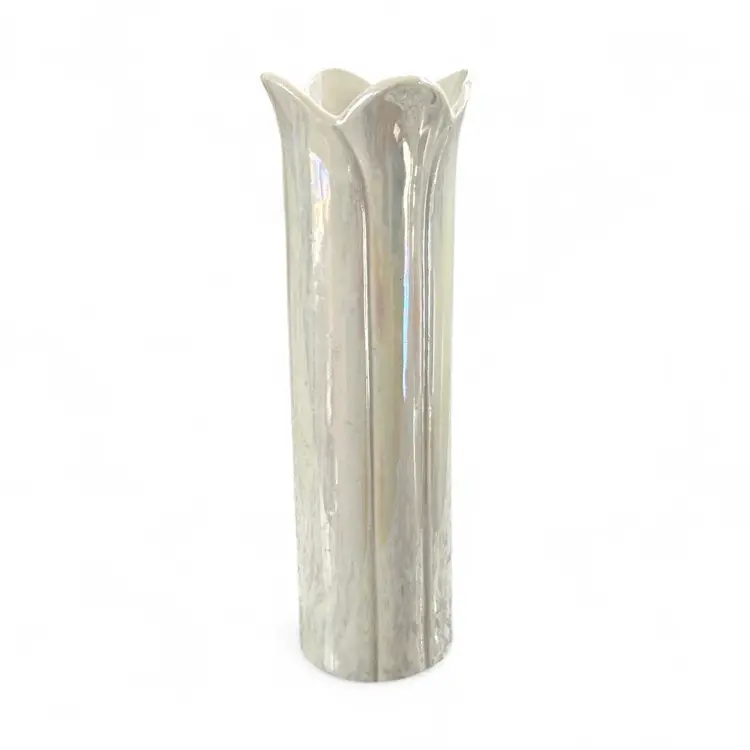 Retired Ceramic FTD White Lusterware Vase