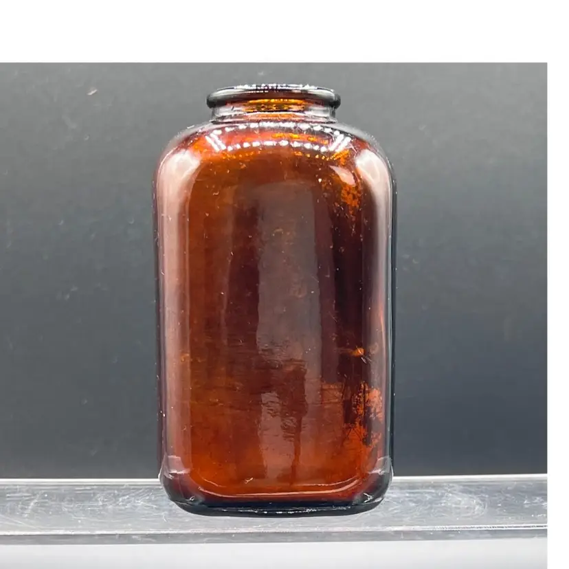 #984B VINTAGE BROWN AMBER GLASS 4" SNUFF JAR/BOTTLE