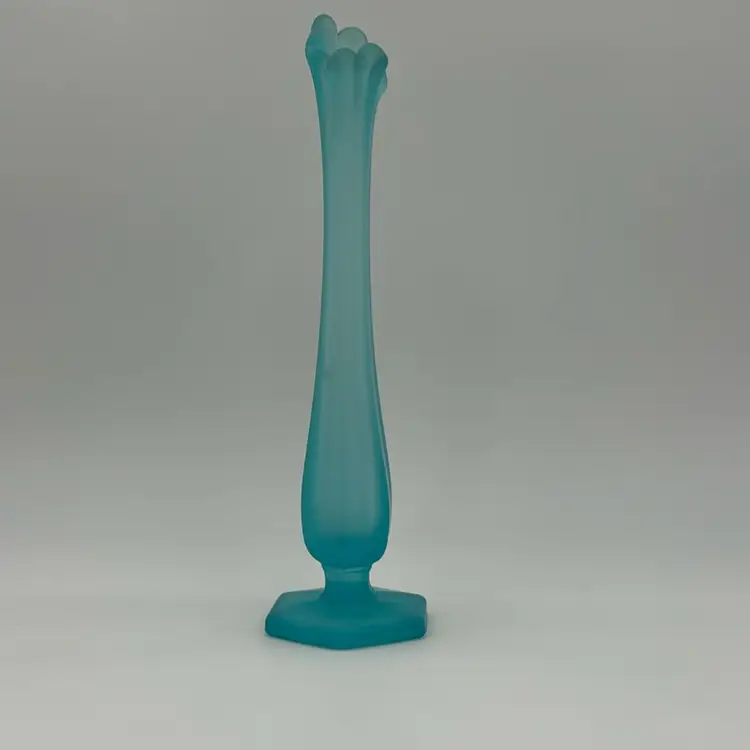 Vintage Westmorland Teal Blue  Satin Finish Bud Vase Has Maker Mark