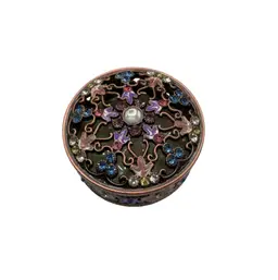 Ornate Boho Jeweled Keepsake/Lidded Trinket Box 3”