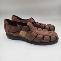 Mens Brown Leather Fisherman Strappy Sandals Shoes SIDE BUCKLE Sz 13 W Jerusalem