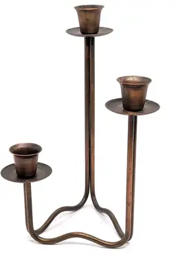 Mid Century Modern Copper Finish Three Tiered Candelabra Taper Candleholder