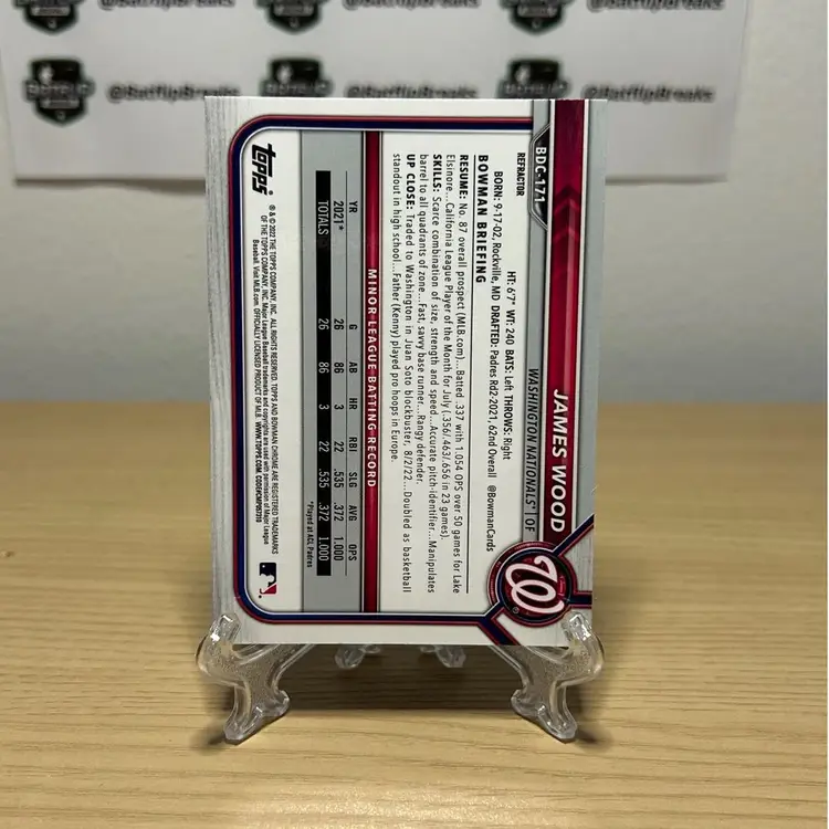 James Wood 2022 Bowman Draft Chrome Refractor #BDC-171 Washington Nationals