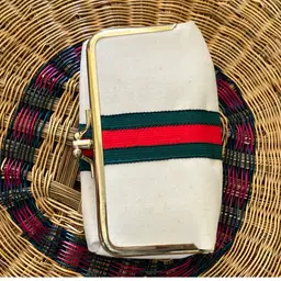 Green red and white sewing kit