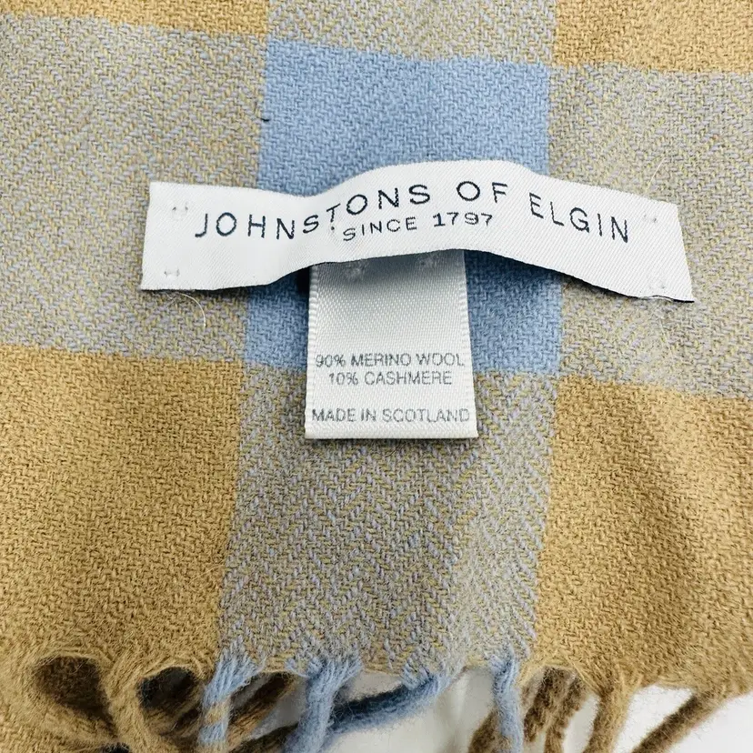 Johnstons Of Elgin Scarf Merino Cashmere Chunky Twill Made In Scotland Plaid