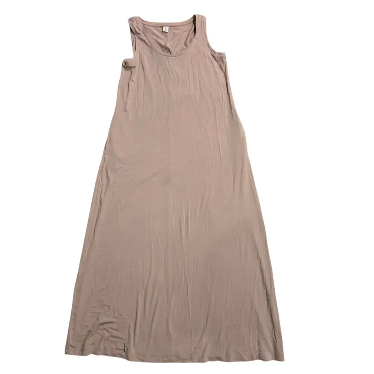 Old Navy Beige Pink Tank Dress Sz M Maxi Neutral Comfy Casual Modest Basic NWT