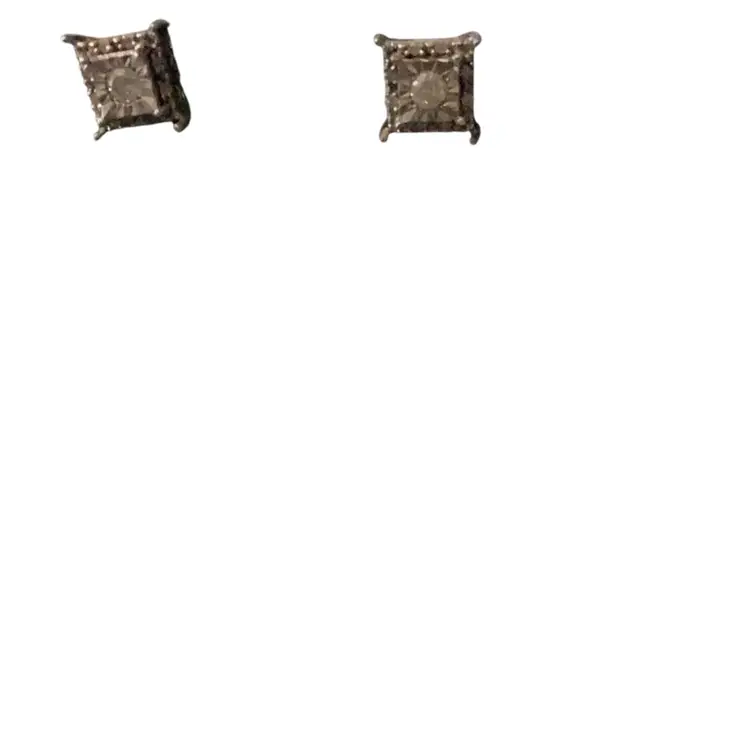 Vintage Sterling Silver Pierced Earrings Posts With Diamonds