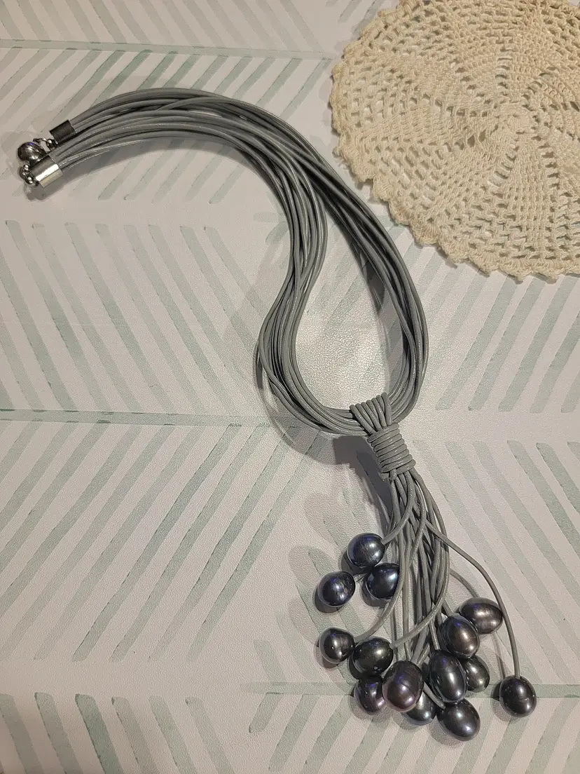 Tahitian Wax Corded Pearl Black Necklace