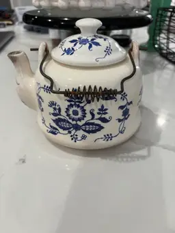 Vintage Ambee Blue Onion Tea Pot With Patina