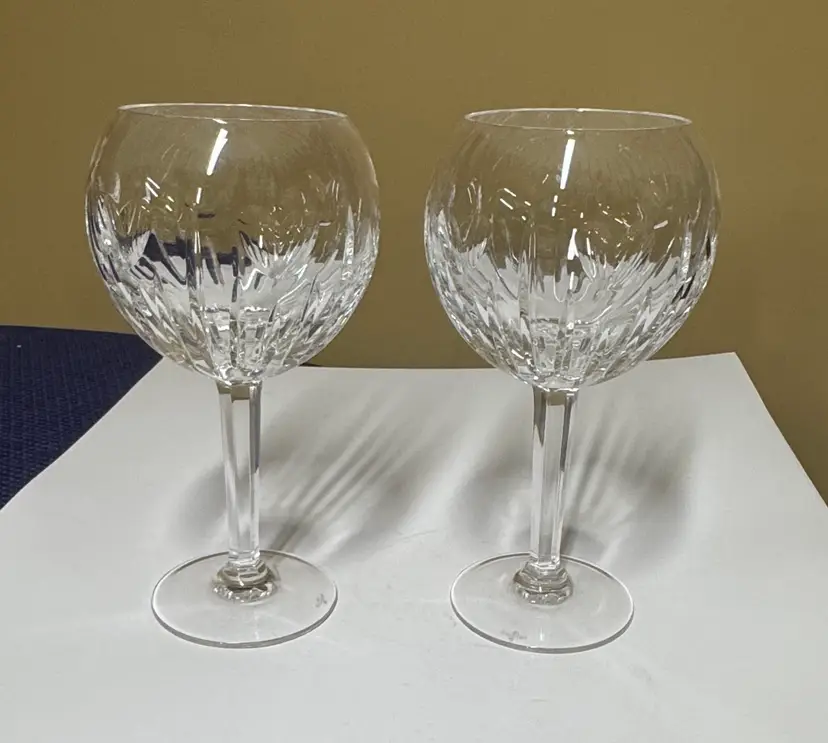 Waterford Crystal Millenium Collection Pair Of Love Heart Balloon Goblets 8”