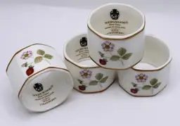 Wedgwood Bone China Napkin Rings in Wild Strawberry Pattern - Set of 4