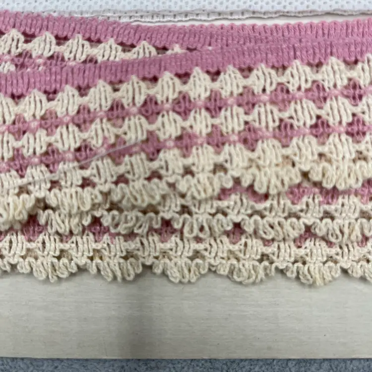 2 Styles Of Vintage Lace/Trim On Sales Card Pink And White.