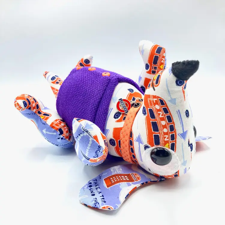 Belly Up Pup Handmade Plushie Dog "Prince" Colorful and Silly Stuffed Animal