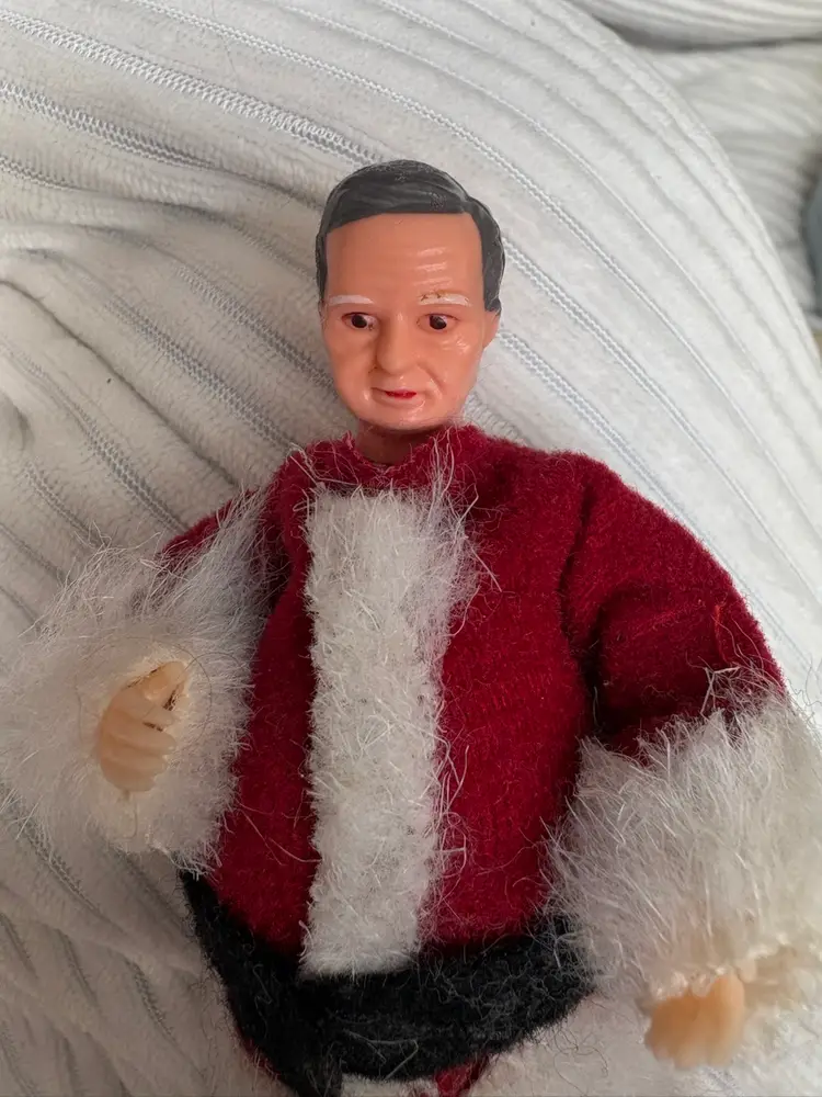 Vintage 1950’s Dollhouse Dad In Santa Suit. 1:12 Scale