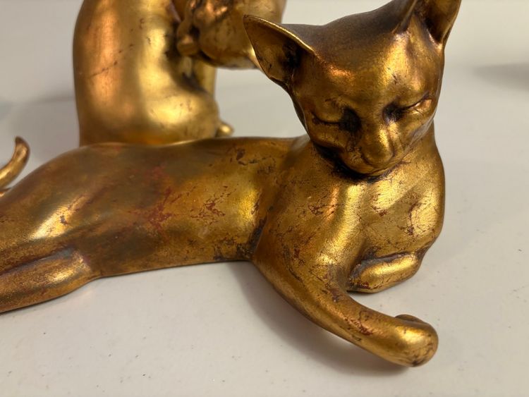 Vintage Mid Century Anthony Freeman McFarlin Pair Gold Siamese Cats