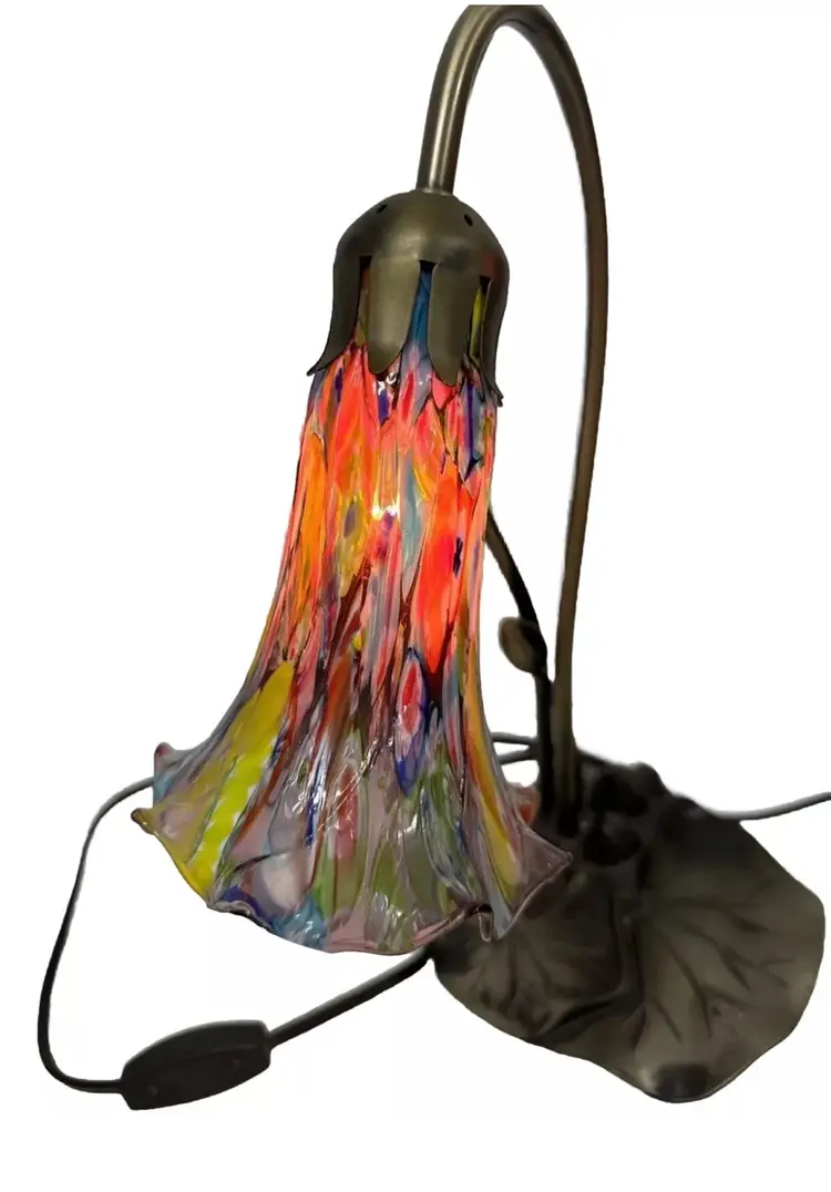 Tiffany Style Lily Pad Double Bulb Table Lamp Colorful Tulip Shades